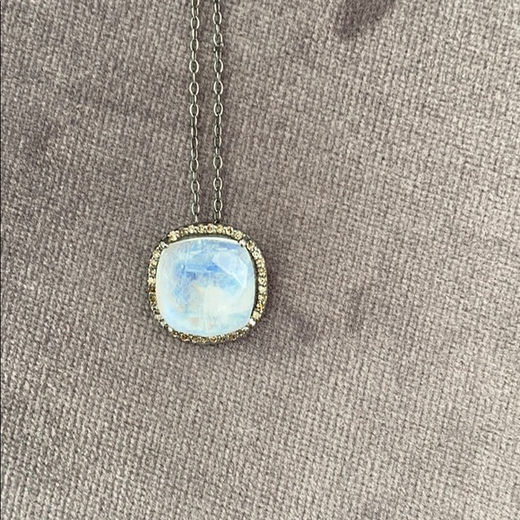 ADORNIA (A) Moonstone Diamond Halo Lara Necklace - Picture 6 of 8